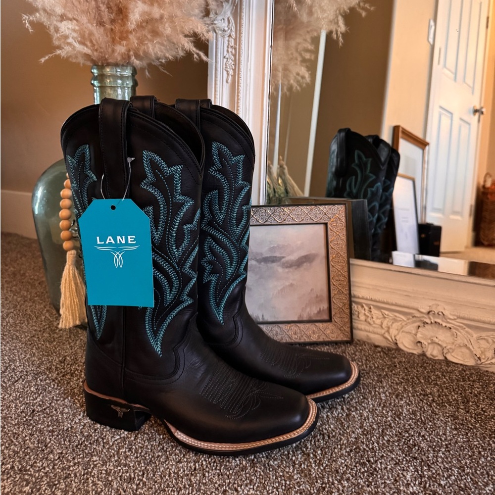 Lane Black Western Boots